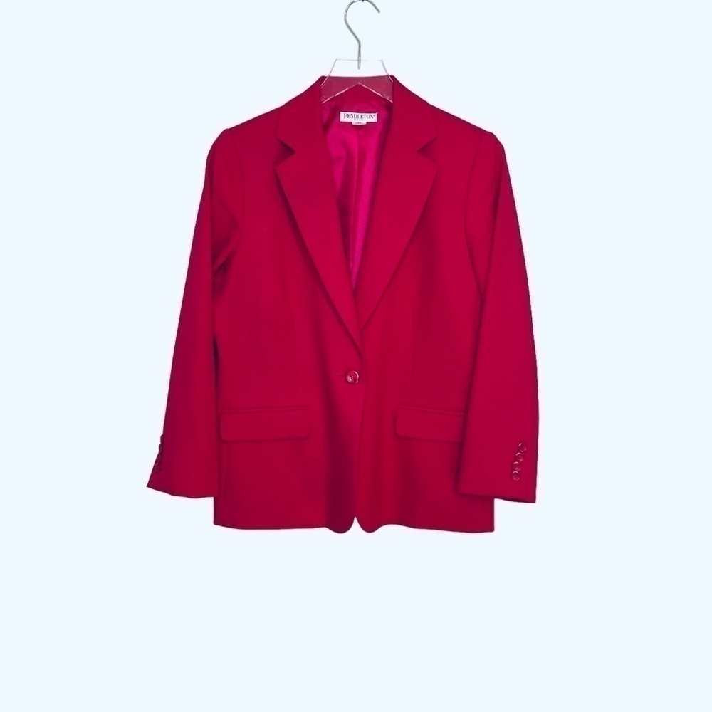 Pendleton 100% Wool Fuchsia Blazer Size 10P - Picture 3 of 12